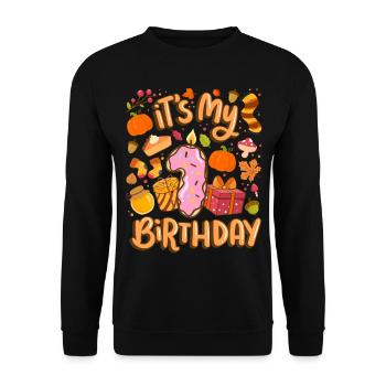 Es Ist Mein 1 Geburtstag Herbst Ahornblatt Herbst - Unisex Pullover - Schwarz - Vorne - Alina (178cm) & Michal (187cm)