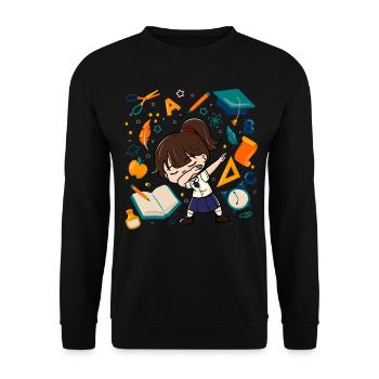 Dabbing Girl Erster Tag Der Schule Student Kid - Unisex Pullover - Schwarz - Vorne - Alina (178cm) & Michal (187cm)