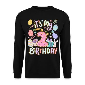 It's my 2 birthday Easter Donut Holiday - Unisex Sweatshirt - black - Front - Alina (178cm) & Michal (187cm)