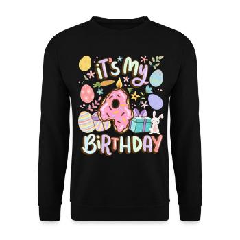 It's my 4 birthday Easter donut holiday - Unisex Sweatshirt - black - Front - Alina (178cm) & Michal (187cm)