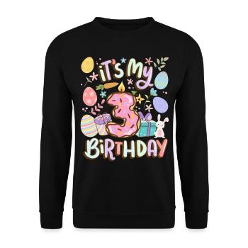 It's my 3 birthday Easter donut holiday - Unisex Sweatshirt - black - Front - Alina (178cm) & Michal (187cm)