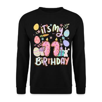 It's my 11 birthday Easter donut holiday - Unisex Sweatshirt - black - Front - Alina (178cm) & Michal (187cm)