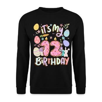 It's my 12 birthday Easter donut holiday - Unisex Sweatshirt - black - Front - Alina (178cm) & Michal (187cm)