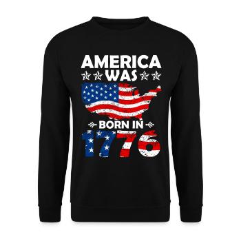 America was born July 4, 1776 - Unisex Sweatshirt - black - Front - Alina (178cm) & Michal (187cm)