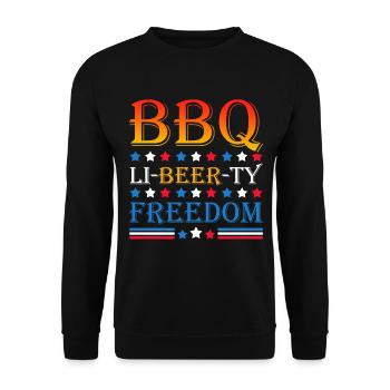 Bbq Li-beer-ty Freiheit 4. Juli Unabhängigkeitstag - Unisex Pullover - Schwarz - Vorne - Alina (178cm) & Michal (187cm)