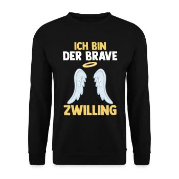 Zwillingsgeschwister Braver Zwilling Zwillinge - Unisex Pullover - Schwarz - Vorne - Alina (178cm) & Michal (187cm)