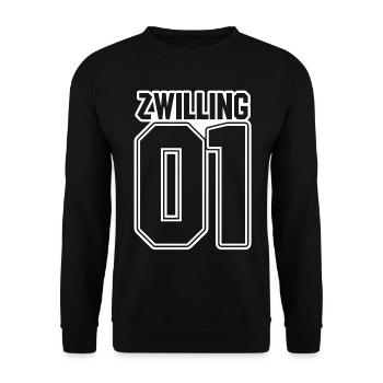 Zwillingsgeschwister Zwilling Zwillinge - Unisex Pullover - Schwarz - Vorne - Alina (178cm) & Michal (187cm)