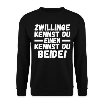 Zwillingsgeschwister Zwilling Zwillinge - Unisex Pullover - Schwarz - Vorne - Alina (178cm) & Michal (187cm)