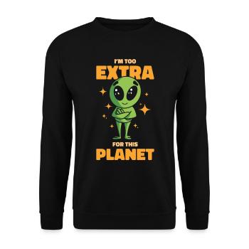 Alien Extrovert Extraterrestrial Beings Cool Alien - Unisex Sweatshirt - black - Front - Alina (178cm) & Michal (187cm)