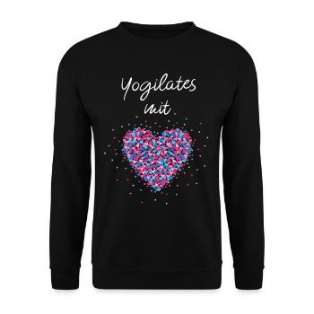 Yogilates mit Herz Yoga Pilates Meditation - Unisex Pullover - Schwarz - Vorne - Alina (178cm) & Michal (187cm)