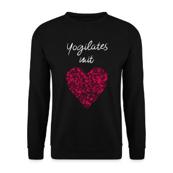 Yogilates mit Herz Fitnesskurs Fitnessstudio Yoga - Unisex Pullover - Schwarz - Vorne - Alina (178cm) & Michal (187cm)