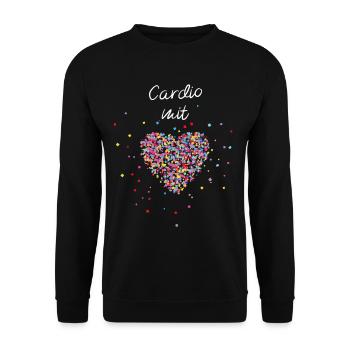 Cardio mit Herz Cardiotraining Ausdauertraining - Unisex Pullover - Schwarz - Vorne - Alina (178cm) & Michal (187cm)