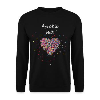 Aerobic mit Herz Fitnesstrainerin Fitnesskurs - Unisex Pullover - Schwarz - Vorne - Alina (178cm) & Michal (187cm)