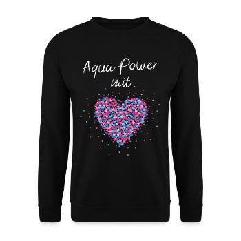 Aqua Power mit Herz Gymnastik Schwimmen Sport - Unisex Pullover - Schwarz - Vorne - Alina (178cm) & Michal (187cm)