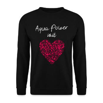 Aqua Power mit Herz Gymnastik Schwimmbad Wasser - Unisex Pullover - Schwarz - Vorne - Alina (178cm) & Michal (187cm)