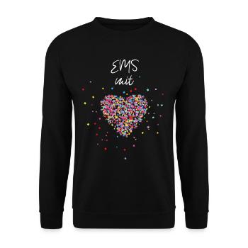 EMS mit Herz Elektromyostimulation Fitnessstudio - Unisex Pullover - Schwarz - Vorne - Alina (178cm) & Michal (187cm)