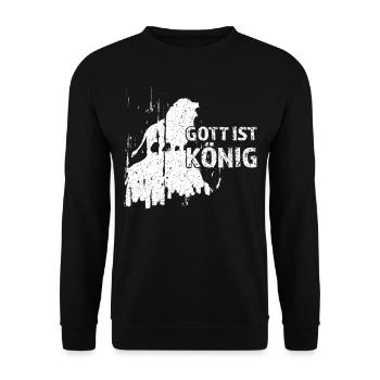 God is King Leo Jesus Faith Worship Praise - Unisex Sweatshirt - black - Front - Alina (178cm) & Michal (187cm)