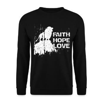 Faith Hope Love Lion Jesus Bible God Proverb - Unisex Sweatshirt - black - Front - Alina (178cm) & Michal (187cm)