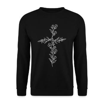 Cross Jesus God Christian Faith Praise - Unisex Sweatshirt - black - Front - Alina (178cm) & Michal (187cm)