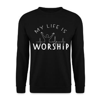 Worship Worship Heartbeat Christian Band - Unisex Sweatshirt - black - Front - Alina (178cm) & Michal (187cm)