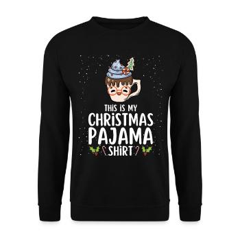 Christmas Pajamas Pajamas Sleepshirt - Unisex Sweatshirt - black - Front - Alina (178cm) & Michal (187cm)