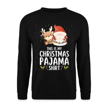 Christmas Pajamas Pajamas Sleepshirt - Unisex Sweatshirt - black - Front - Alina (178cm) & Michal (187cm)