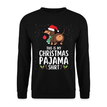 Christmas Pajamas Pajamas Sleepshirt - Unisex Sweatshirt - black - Front - Alina (178cm) & Michal (187cm)