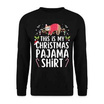 Christmas Pajamas Pajamas Sleepshirt - Unisex Sweatshirt - black - Front - Alina (178cm) & Michal (187cm)