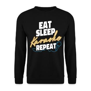 Karaoke Singer 80s Retro Eat Sleep - Unisex Pullover - Schwarz - Vorne - Alina (178cm) & Michal (187cm)