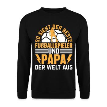 Fußball Spieler Papa Fußballspieler Papa - Unisex Pullover - Schwarz - Vorne - Alina (178cm) & Michal (187cm)