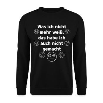 Was Ich Nicht Mehr Weiß Das Habe Ich Auch Nicht Ge - Unisex Pullover - Schwarz - Vorne - Alina (178cm) & Michal (187cm)