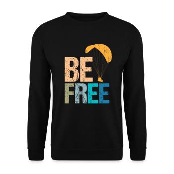 Be Free Fallschirmspringer Skydiver Skydive - Unisex Pullover - Schwarz - Vorne - Alina (178cm) & Michal (187cm)