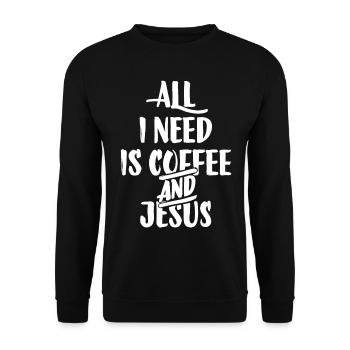 Jesus God Coffee Coffee Lovers Church Faith - Unisex Sweatshirt - black - Front - Alina (178cm) & Michal (187cm)