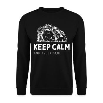 Keep Calm and Trust God Leo God Jesus Church - Unisex Sweatshirt - black - Front - Alina (178cm) & Michal (187cm)
