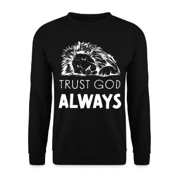 Trust God Leo Jesus God Worship - Unisex Sweatshirt - black - Front - Alina (178cm) & Michal (187cm)