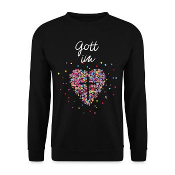 Gott im Herz Kreuz Glaube Jesus Christen Kirche - Unisex Pullover - Schwarz - Vorne - Alina (178cm) & Michal (187cm)