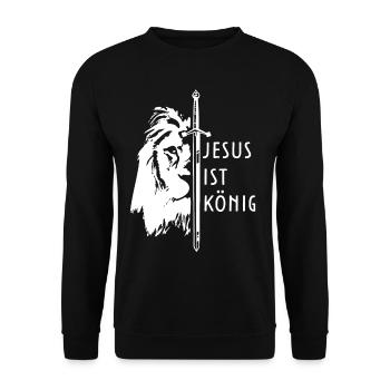 Jesus Judah Lion God Bible Faith Christian - Unisex Sweatshirt - black - Front - Alina (178cm) & Michal (187cm)