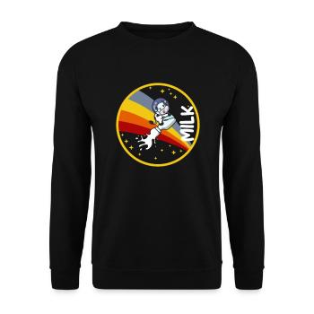 Milch Kuh Flasche Weltraum Astronaut Milchstraße - Unisex Pullover - Schwarz - Vorne - Alina (178cm) & Michal (187cm)