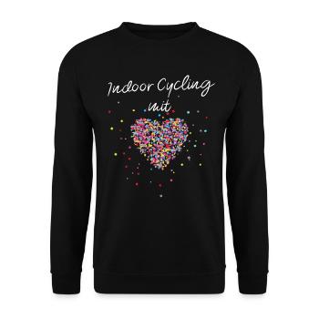 Indoor Cycling mit Herz Fitnessstudio - Unisex Pullover - Schwarz - Vorne - Alina (178cm) & Michal (187cm)