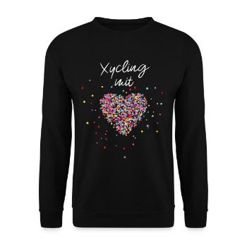 Xycling mit Herz Cycling Workout Fitness - Unisex Pullover - Schwarz - Vorne - Alina (178cm) & Michal (187cm)