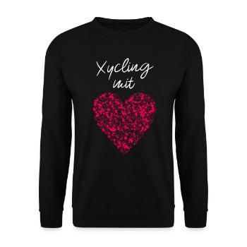 Xycling mit Herz Training Fitnessstudio Workout - Unisex Pullover - Schwarz - Vorne - Alina (178cm) & Michal (187cm)