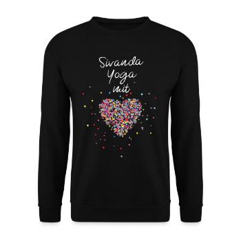Sivanda Yoga mit Herz Yogalehrerin Meditation - Unisex Pullover - Schwarz - Vorne - Alina (178cm) & Michal (187cm)
