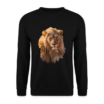 Lion Peinture à l’huile Animal Savane Désert - Sweat-shirt Unisexe - noir - Devant - Alina (178cm) & Michal (187cm)