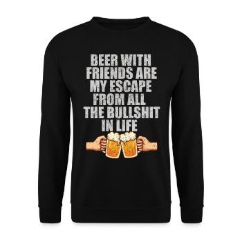 LA BIÈRE EST MON ÉCHAPPATOIRE À TOUTES LES CONNERIES DE LA VIE - Sweat-shirt Unisexe - noir - Devant - Alina (178cm) & Michal (187cm)