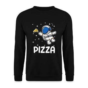 Pizza Astronaut Weltall Weltraum Pizzastück Sterne - Unisex Pullover - Schwarz - Vorne - Alina (178cm) & Michal (187cm)