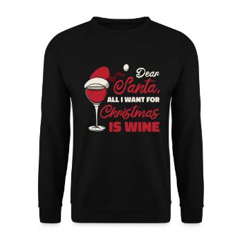 Dear Santa Christmas Wine Holiday Drinking Wine - Unisex Sweatshirt - black - Front - Alina (178cm) & Michal (187cm)