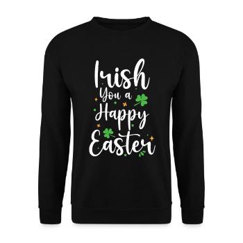 Irish You Happy Easter Holidays Green Clover - Unisex Sweatshirt - black - Front - Alina (178cm) & Michal (187cm)