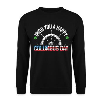 Irish You A Happy Columbus Day Green Clover - Unisex Sweatshirt - black - Front - Alina (178cm) & Michal (187cm)