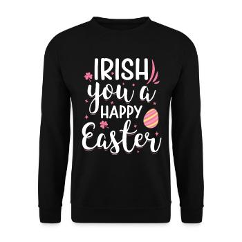 Irish You Happy Easter Holidays Pink Shamrock - Unisex Sweatshirt - black - Front - Alina (178cm) & Michal (187cm)