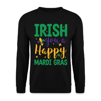 Irish You A Happy Mardi Gras Green Clover - Unisex Sweatshirt - black - Front - Alina (178cm) & Michal (187cm)